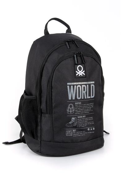 Benetton Unisex To Travel The World Baskılı Sırt Çantası 03830 Siyah