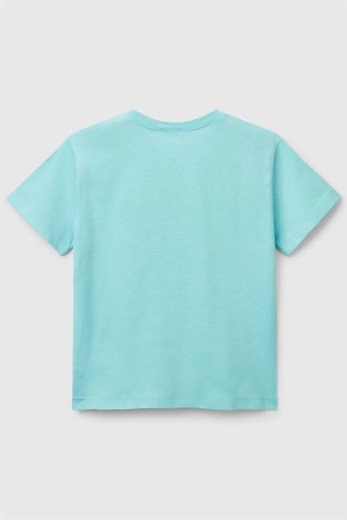 Bennetton Erkek Bebek 1-6 Yaş Benetton Logolu Kısa Kol  T-Shirt Turkuaz