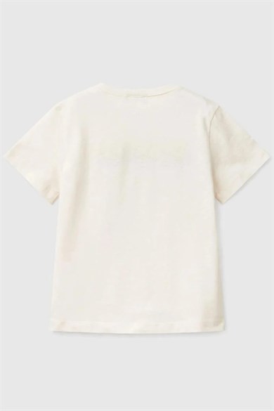 Bennetton Erkek Bebek 1-6 Yaş Benetton Logolu Kısa Kol  T-Shirt Bej
