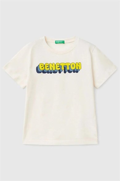 Bennetton Erkek Bebek 1-6 Yaş Benetton Logolu Kısa Kol  T-Shirt Bej
