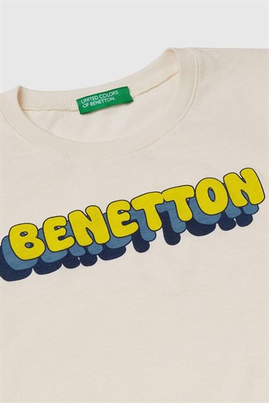 Bennetton Erkek Bebek 1-6 Yaş Benetton Logolu Kısa Kol  T-Shirt Bej