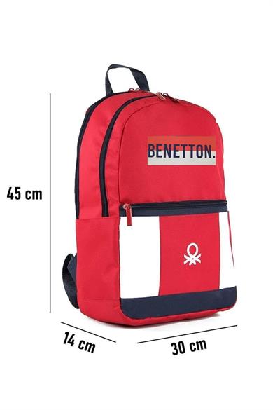 Bennetton Unisex Çift Bölmeli Sırt Çantası 0428775 Kırmızı