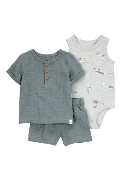 Carters Erkek Bebek 3-18 Ay Şortlu Üçlü Takım Gri