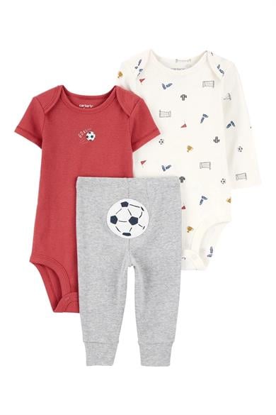 Carters Erkek Bebek 3-24 Ay Desenli Body Üçlü Takım Kırmızı