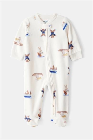 Carters Erkek Bebek 3-9 Ay Desenli Polar Tulum Ekru