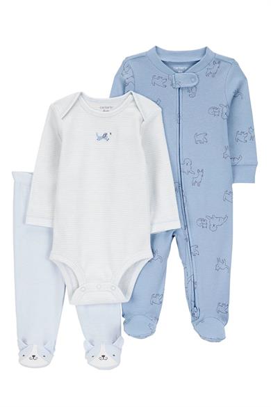 Carters Erkek Bebek 3-9 Ay Figürlü Üçlü Tulumlu Takım Mavi