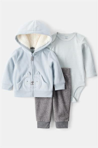 Carters Erkek Bebek 6-24 Ay Polar Hırkalı Üçlü Takım Mavi