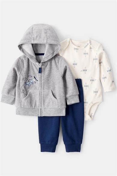 Carters Erkek Bebek 6-24 Ay Üçlü Eşofman Takımı Gri