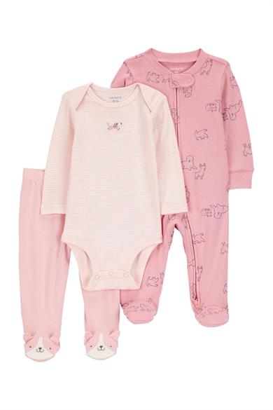Carters Kız Bebek 0-9 Ay Desenli İkili Tulum Set Pembe
