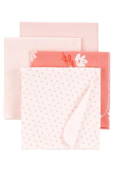 Carters Kız Bebek %100 Pamuk Flanel Kumaş Battaniye Seti Ekru-Pembe