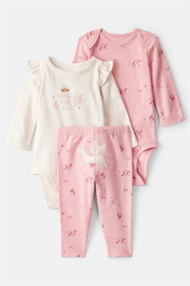 Carters Kız Bebek 3-24 Ay Body-Alt Üçlü Set Pembe