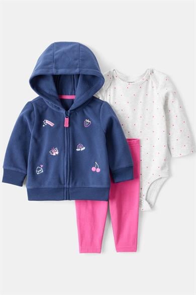 Carters Kız Bebek 3-24 Ay Hırka-Taytlı Üçlü Takım Lacivert