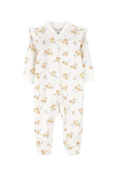 Carters Kız Bebek 3-9 Ay Çiçek Desenli Uyku Tulumu Ekru