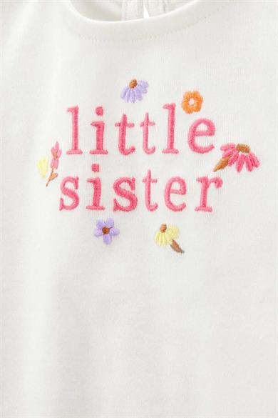 Carters Kız Bebek 6-24 Ay İşlemeli Body- Alt İkili Takım Krem