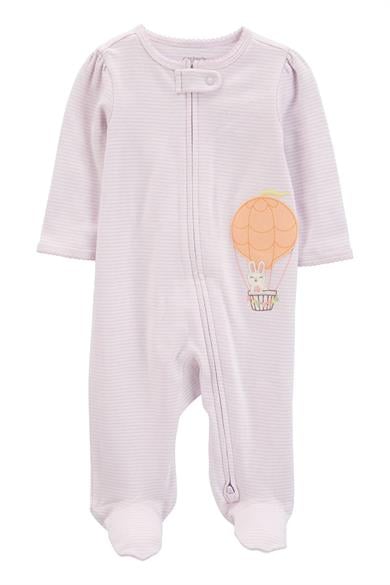 Carters Kız Bebek Çizgili İşlemeli Uyku Tulumu Lila