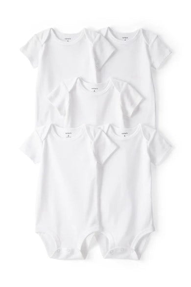 Carters Unisex Bebek 3-24 Ay Kısa Kollu 5li Body Beyaz