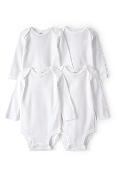 Carters Unisex Çocuk 3-24 Ay Uzun Kollu 4lü Body Beyaz