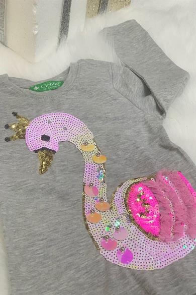 Cichlid Kız Çocuk Kuğulu Uzun Kol T-shirt 3101003 Gri