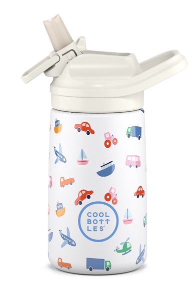 Cool Bottles Erkek Bebek 350 ml LİTTLE WHEELS Bottle Krem