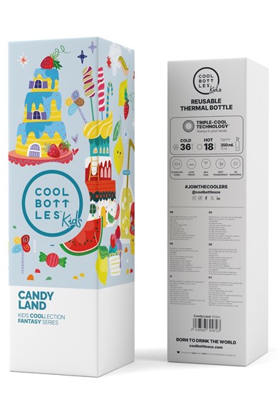 Cool Bottles Erkek Çocuk 350 ml CANDY LAND Bottle Bebe Mavi