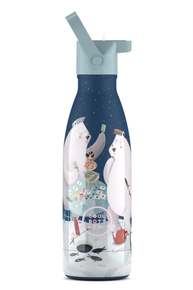 Cool Bottles Unisex Çocuk 350 ml POLAR BEARS Bottle Lacivert