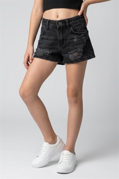 Cuties Kız Çocuk 3-14 Yaş Yırtık Detaylı Denim Şort Füme