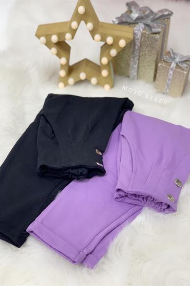 Cuties Kız Çocuk 5-14 Yaş Düğmeli Mom Eşofman Altı 3027 Mor