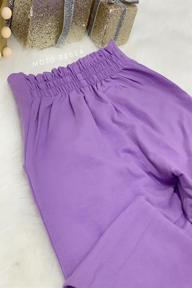 Cuties Kız Çocuk 5-14 Yaş Düğmeli Mom Eşofman Altı 3027 Mor