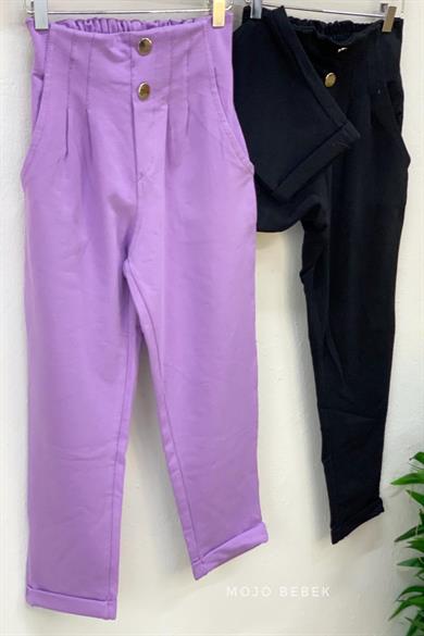 Cuties Kız Çocuk 5-14 Yaş Düğmeli Mom Eşofman Altı 3027 Mor