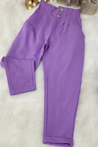 Cuties Kız Çocuk 5-14 Yaş Düğmeli Mom Eşofman Altı 3027 Mor