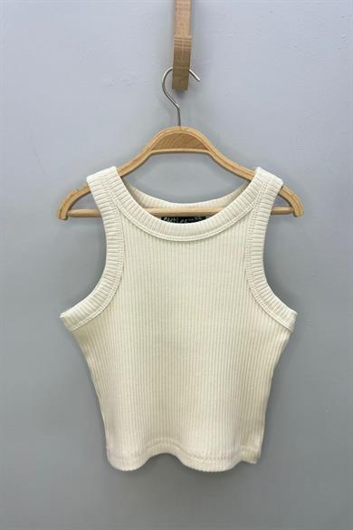 Cuties Kız Çocuk 5-14 Yaş Halter Yaka Kaşkorse Crop 4180 Bej
