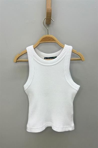 Cuties Kız Çocuk 5-14 Yaş Halter Yaka Kaşkorse Crop 4180 Beyaz