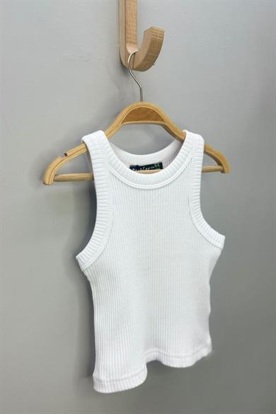 Cuties Kız Çocuk 5-14 Yaş Halter Yaka Kaşkorse Crop 4180 Beyaz