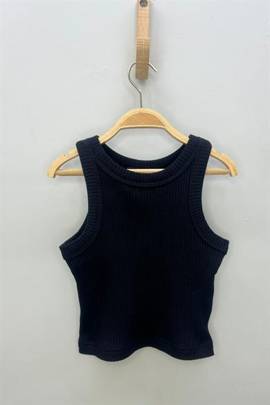 Cuties Kız Çocuk 5-14 Yaş Halter Yaka Kaşkorse Crop 4180 Siyah