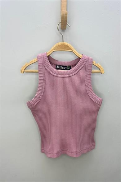 Cuties Kız Çocuk 5-14 Yaş Halter Yaka Kaşkorse Crop 4180 Gülkurusu
