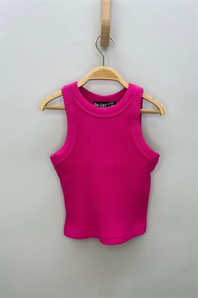 Cuties Kız Çocuk 5-14 Yaş Halter Yaka Kaşkorse Crop 4180 Fuşya