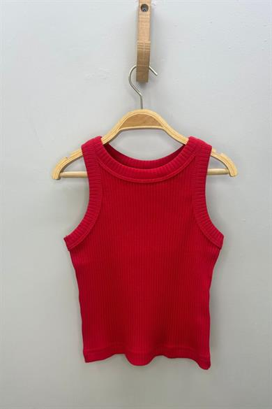 Cuties Kız Çocuk 5-14 Yaş Halter Yaka Kaşkorse Crop 4180 Kırmızı