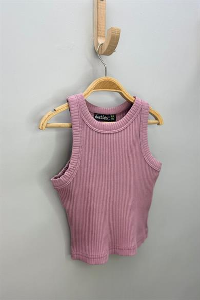 Cuties Kız Çocuk 5-14 Yaş Halter Yaka Kaşkorse Crop 4180 Gülkurusu
