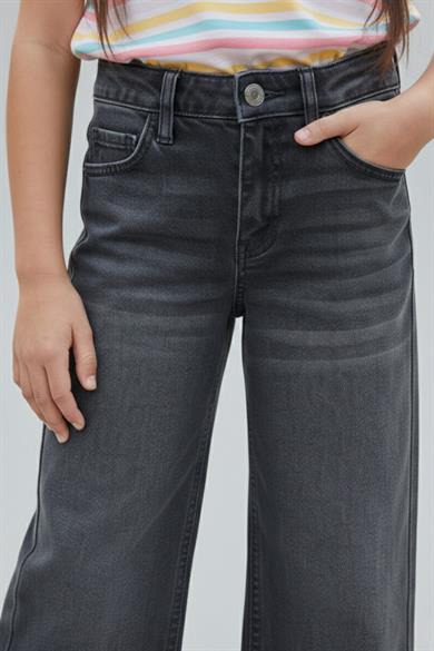 Cuties Kız Çocuk 6-10 Yaş Paçası Püsküllü Bol Paça Pantolon Antrasit