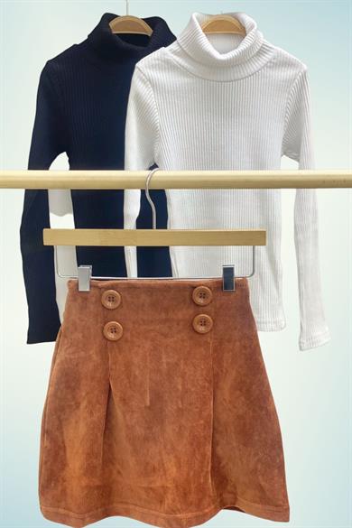 Cuties Kız Çocuk 5-14 Yaş Balıkçı Yaka Kaşkorse Body 3098 Siyah