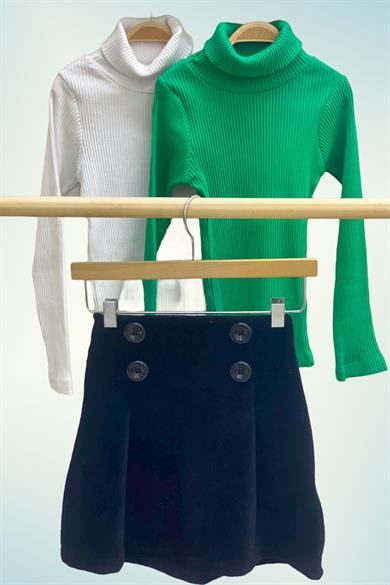 Cuties Kız Çocuk 5-14 Yaş Balıkçı Yaka Kaşkorse Body 3098 Yeşil