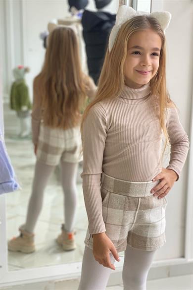 Cuties Kız Çocuk 5-14 Yaş Balıkçı Yaka Kaşkorse Body 3098 Taş Rengi