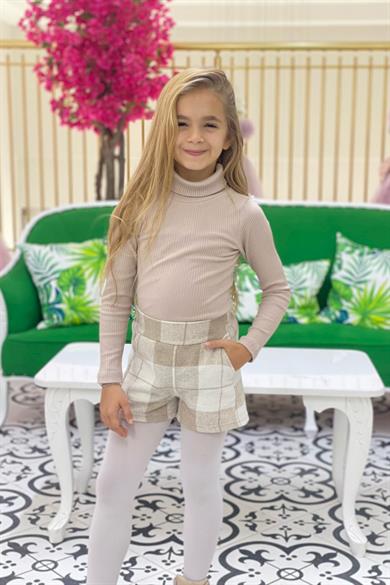 Cuties Kız Çocuk 5-14 Yaş Balıkçı Yaka Kaşkorse Body 3098 Taş Rengi