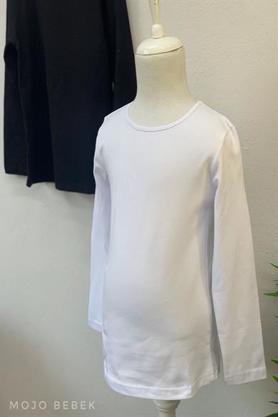 Cuties Kız Çocuk Basic Uzun Kol T-shirt 3090 Beyaz