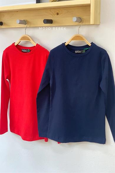 Cuties Kız Çocuk Basic Uzun Kol T-shırt 2185 Lacivert