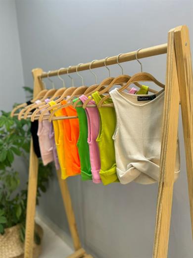 Cuties Kız Çocuk Bel Detaylı Askılı Crop 3264 Taş Rengi