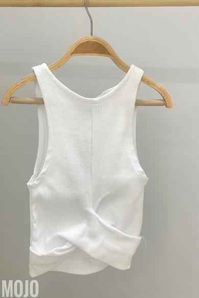 Cuties Kız Çocuk Bel Detaylı Askılı Crop 3264 Beyaz