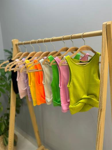 Cuties Kız Çocuk Bel Detaylı Askılı Crop 3264 Yağ Yeşili
