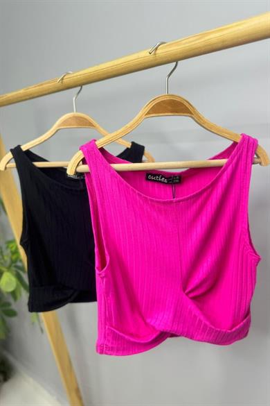 Cuties Kız Çocuk Buzzy Kumaş Göbek Dekolteli Crop 4214 Siyah