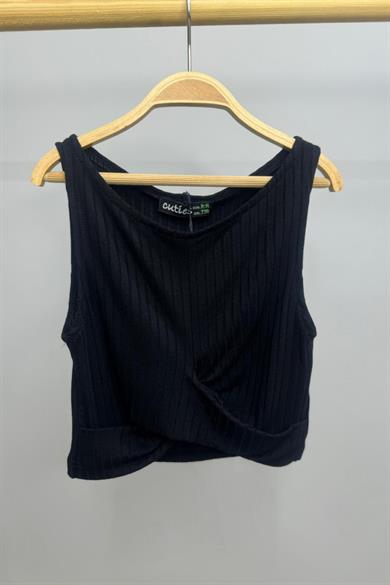 Cuties Kız Çocuk Buzzy Kumaş Göbek Dekolteli Crop 4214 Siyah